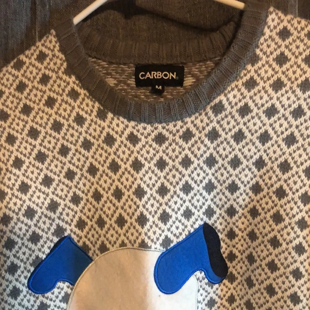 Men’s artsy Christmas Holiday striped snowman sweater - Picture 4 of 7